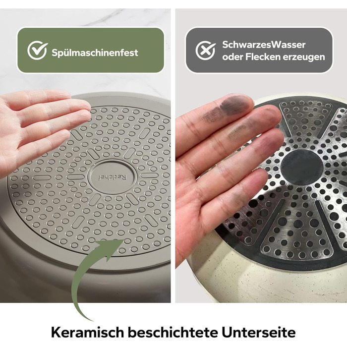 Набір посуду Redchef: 11-ти частинний набір каструль та сковорідок з керамічним покриттям, індукційний, PTFE-free, PFAS-free, для всіх типів плит, стійкий до миття в посудомийній машині (сірий)