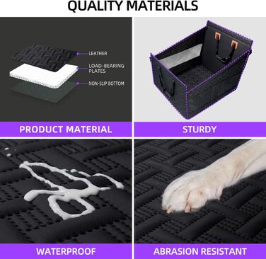 Автомобільний лежак для собак середніх, великих та маленьких порід, підходить для SUV та вантажівки, чорна шкіра, розмір L