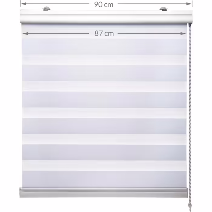 Sol Royal Cassette Double Roller Blind SolDecor DK9 Duo Roller Blind Clamp-on System Premium Vario Roller Blind with Clamp Carrier and Extra Wide Stripes - White (W90 x H160 cm)
