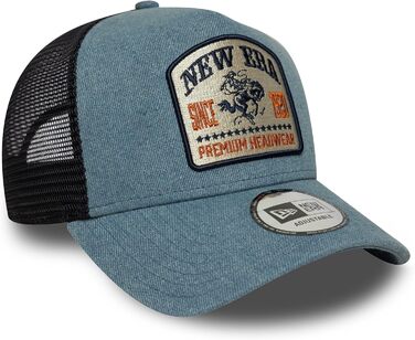 Кепка бейсболка New Era A-Frame Trucker Olive/White - регульована, з нашивкою, преміум-якість