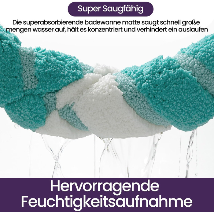 Килимок для ванної кімнати DEXI, 50 x 80 см, антиковзаючі, м'який, швидковисихаючий, для ванни, душу, прання, зелений
