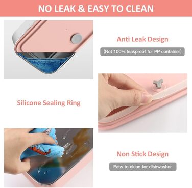 HOLIPOT Ланчбокс Bento Box з роздільниками, 2 рівні, з нержавіючої сталі та PP, з виделкою-ложкою, сумка, для дітей та дорослих (Рожевий)