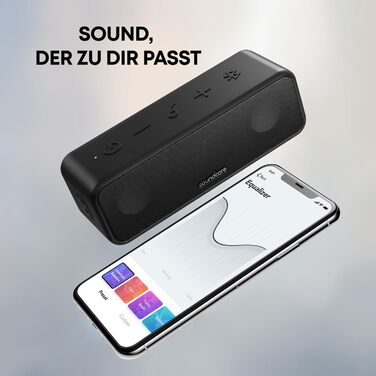 Soundcore 3 Bluetooth колонка: Стереозвук, Titan-драйвер, PartyCast, BassUp, 24 год, IPX7, EQ, чорний