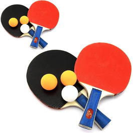 Набір для пінг-понгу для 2 гравців, 5 шт. - 2 ракетки та 3 м'ячі - для хобі, подорожей, тренувань (Indoor/Outdoor)