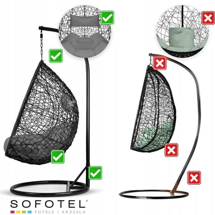 Підвісне крісло-гойдалка на стійці Sofotel, 85 см, до 120 кг