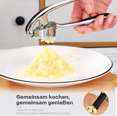 Пресс для часнику з зручною ручкою, 3 частини - сріблястий Garlic press