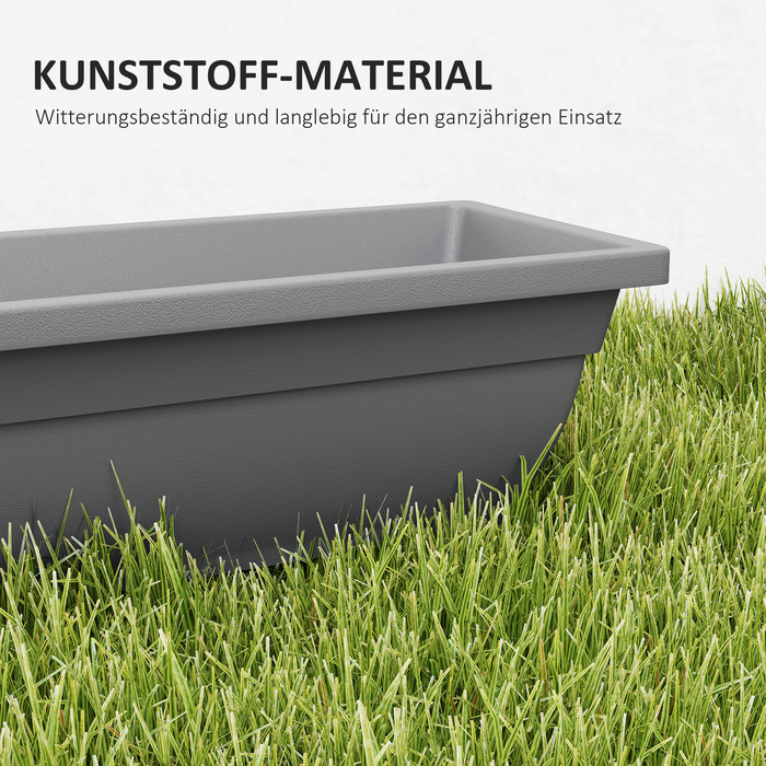 Outsunny Set of 5 Flower Pots - Plastic Planters for Patio, Garden, or Balcony, 23.2 x 8.3 x 6.3 inches, Gray