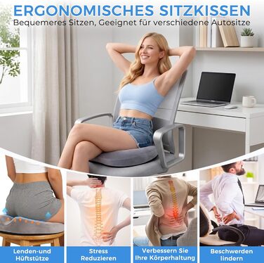 Подушка ортопедична для сидіння Donut з Memory Foam: підтримка куприка, геморою, для офісу, авто, дивана, інвалідного візка