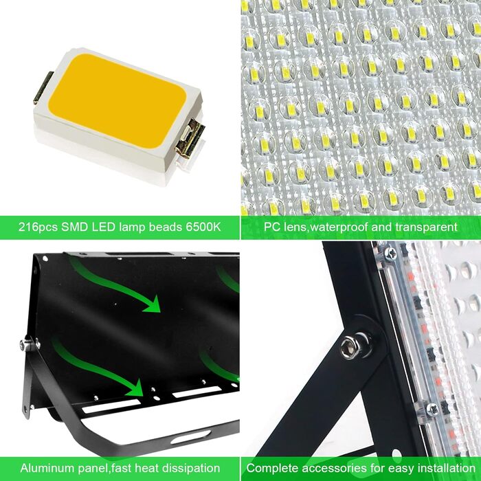 LED Floodlights 150W 2-Pack, Outdoor LED Floodlights, Super Bright 15000LM Outdoor Spotlights, 6500K Cool White LED Floodlights with IP65 Waterproof for Garden, Garage, Sports Field, Terraces