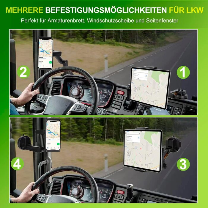 Тримач для планшета в авто/Вантажівка, міцний кріплення на присоску, довгий подовжений важіль, сумісний з iPad та іншими планшетами (16.7 дюймів, чорний)