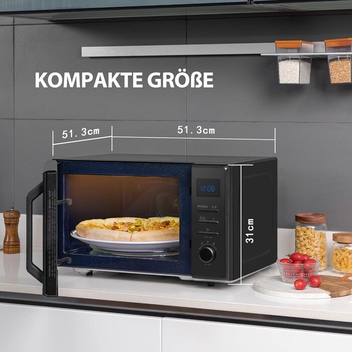 Мікрохвильова піч Toshiba 4-в-1 Freistehend MW2-AC25TF(BK) з конвекцією, грилем та комбінованою функцією, 25л, 900W, 1100W (гриль), 2100W (конвекція), емальоване покриття, пам'ять позиції обертового столу, чорний колір