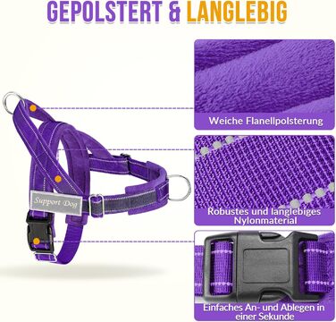 Нашийник для собак Eyein для великих та середніх собак, м'який, з 2 застібками, світловідбиваючий, легкий, анти-тяга, для прогулянок та тренувань (S, фіолетовий)