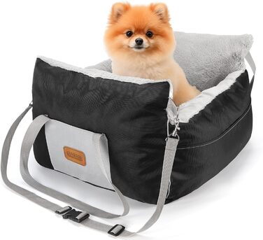 Автокрісло для собак Nobleza - зручне ліжко для маленьких собак з кишенями та змінним матрацом, 58x56x33 см (бавовна, плюш, пластик/метал)