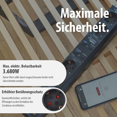 Розумний подовжувач Brennenstuhl Connect Eco-Line WiFi на 6 розеток, керування через додаток, Alexa та Google Assistant, кабель 1.5м, чорний