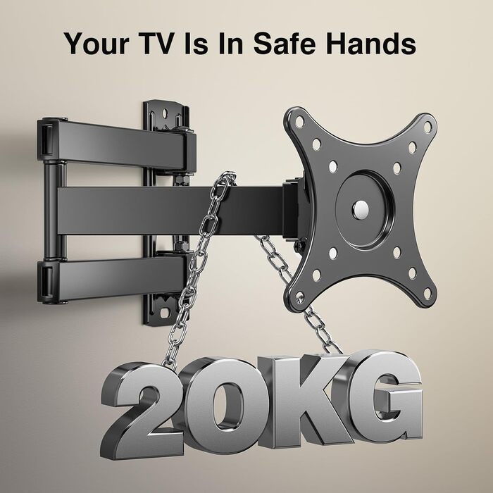 Настінне кріплення для телевізора Perlegear поворотне, нахильне, 10-30 дюймів, до 20 кг, VESA 100x100/75x75 мм