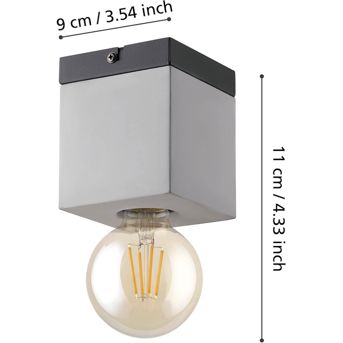 Настільна лампа EGLO Prestwick: вінтажний стиль, індустріальний дизайн, бетонна основа сірого кольору, вимикач, патрон E27