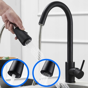 Змішувач для кухні стійкий Focus Sanitär, чорний