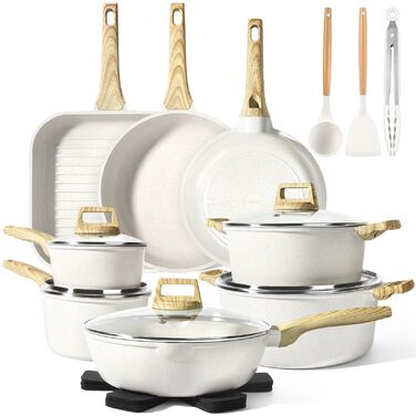 Набір каструль та сковорідок GiPP Ceramic Antihaft 22 частини – керамічне антипригарне покриття, безпечне, для посудомийної машини, без PFAS, PTFE, PFOA, PFOS