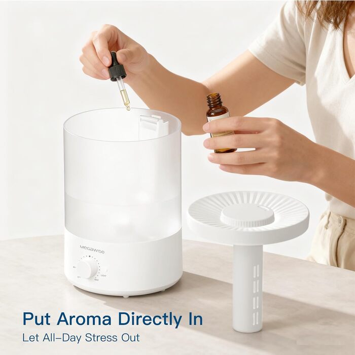 Зволожувач повітря MegaWise 3,5 л з холодним туманом – ультратихий ультразвуковий зволожувач для дитячої кімнати, спальні та офісу