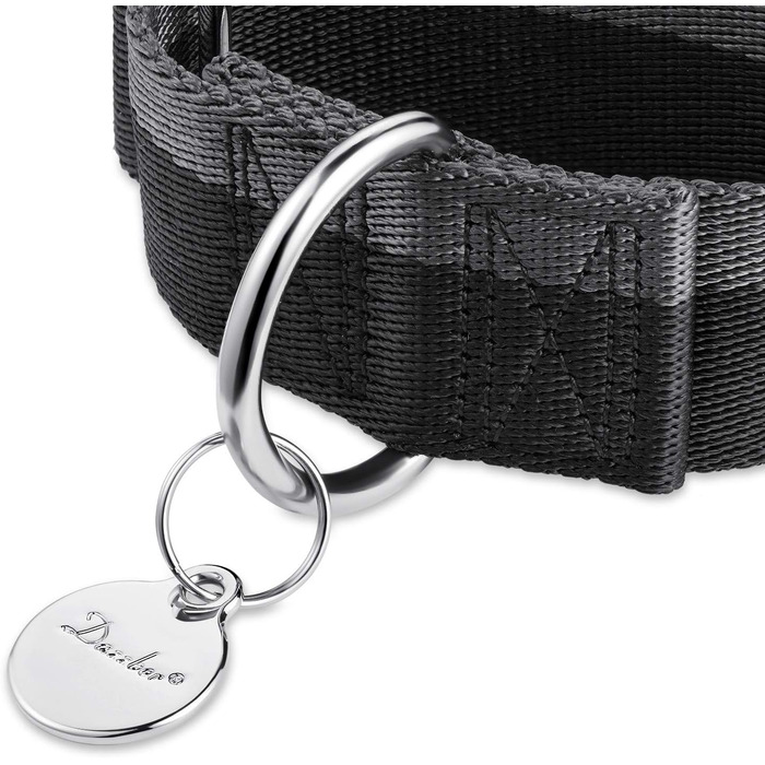 Нашийник для собак середніх та великих порід Martingale 4 см, міцний, регульований, двоколірний (чорний та сірий)