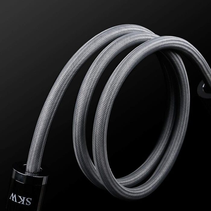 Сетевий кабель SKW Audiophile High End Schuko-вилка — гніздо для сабвуфера, підсилювача та AV-ресивера, 1м, сірий