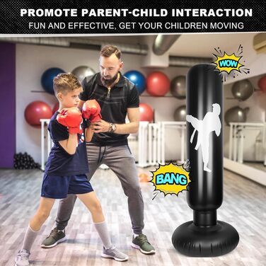 Надувний боксерський мішок для дітей 160см з насосом, 3-12 років, для MMA, карате, таеквондо