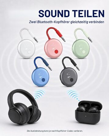 Bluetooth-адаптер для літака Avantree SoundJet R1 для AirPods та бездротових навушників, 25 годин роботи (набір з 7 шт, 5 кольорів)