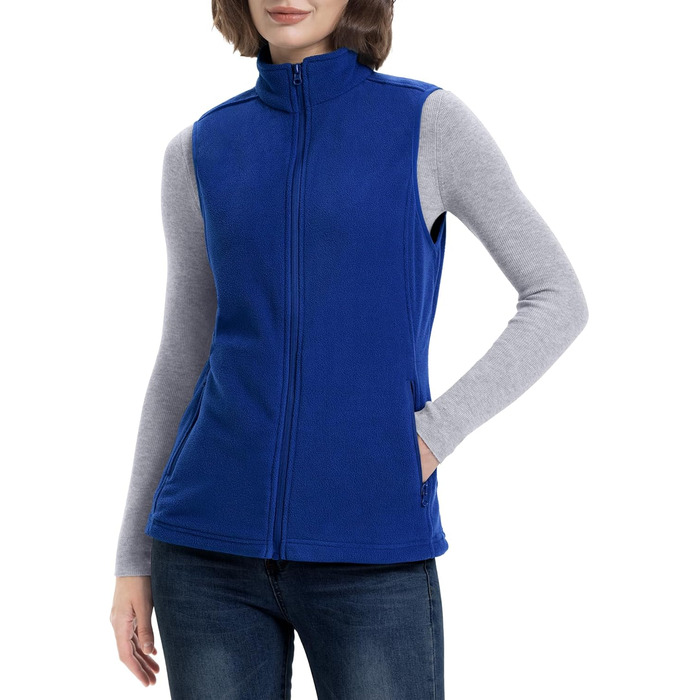 Жіноча флісова жилетка 33,000ft з капюшоном, ультралегка, з кишенями та блискавкою. Outdoor жилетка для жінок (52, середньо-блакитний)