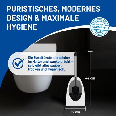 Набір для туалету Rival Recycling з щіткою для чищення країв – ергономічна щітка для унітазу з перероблених матеріалів для швидкого та ретельного прибирання – щітка для унітазу з тримачем (білий, ергономічна)