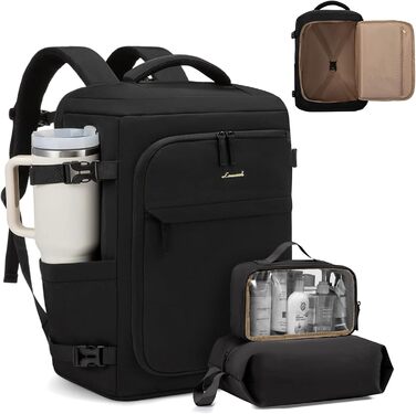 Чорний жіночий рюкзак LOVEVOOK 50L для подорожей, авіаперельотів та роботи, 17 дюймів