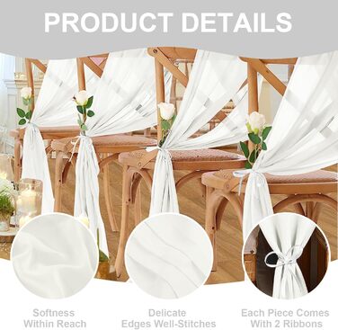 10 Piece Chiffon Table Runners, Wedding Table Runners, Transparent, Romantic Tulle Table Runners for Christmas, Wedding, Bridal Shower, Baby Shower, Birthday Party, Table Decorations (White, 300x30cm)