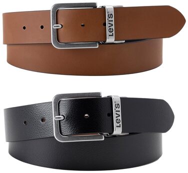 Чоловічий двосторонній ремінь Levi's Core Reversible Belt, чорний/золотий, розмір 95