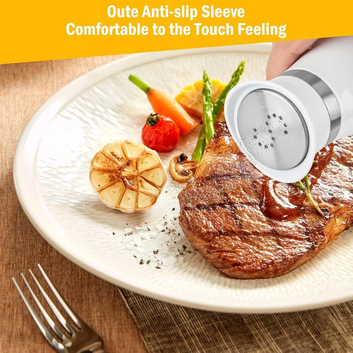 Набір солі та перцю з нержавіючої сталі з скляним дном, для кухні, грилю та кемпінгу (білий)