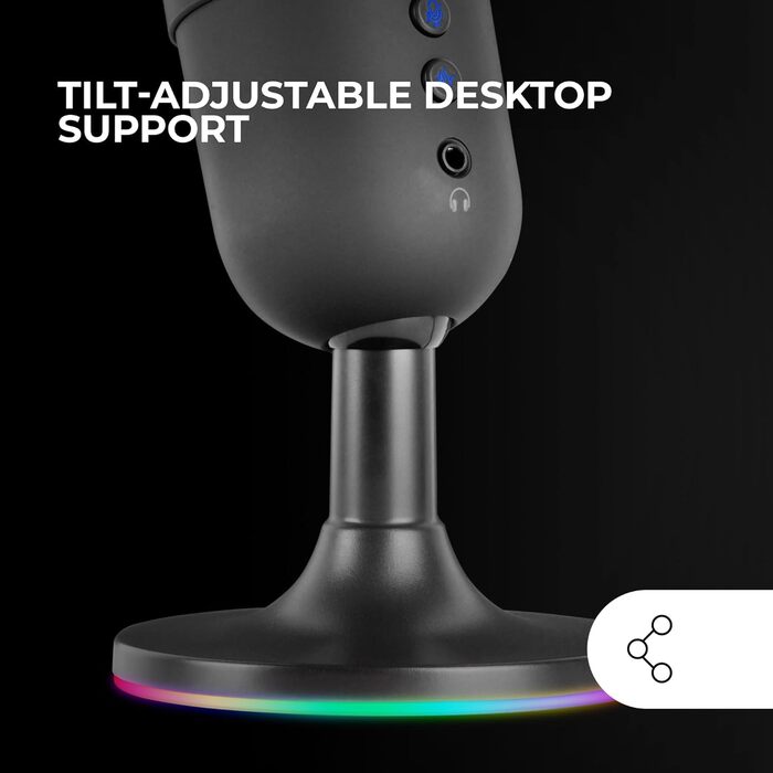 Мікрофон Mars Gaming MMIC-XT: Професійний студійний мікрофон з кульковим кріпленням, поп-фільтром та антишоком, 192Khz/24-bit, Чорний