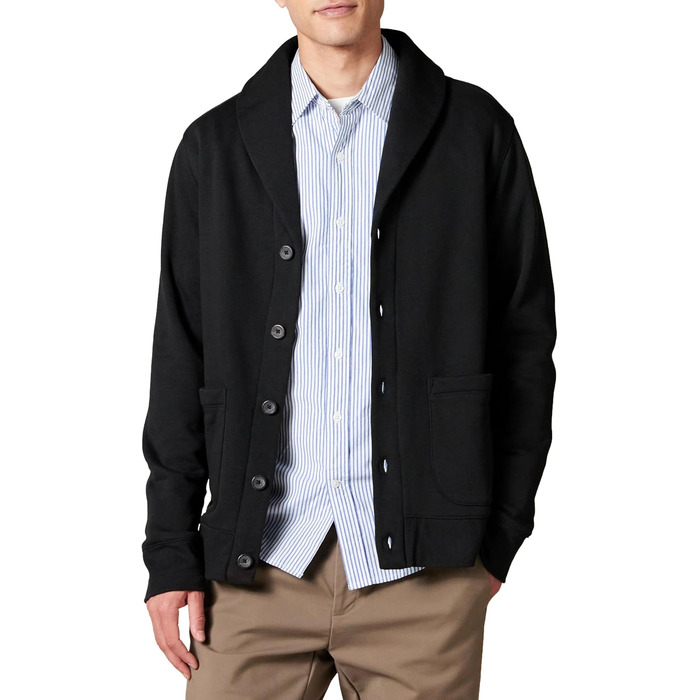 Чоловіча в'язана жилетка Amazon Essentias з капюшоном та коміром-шарфом (M, Чорний)