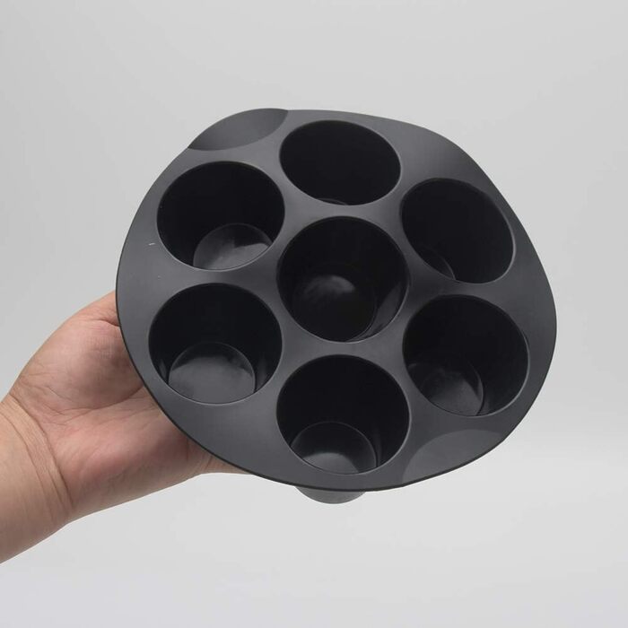 Silicone Muffin and Cake Mold, 7 Cups, Non-Stick Coated, for 3.5-5.8L Air Fryer Accessories, Chocolate, Universal Cake Pan