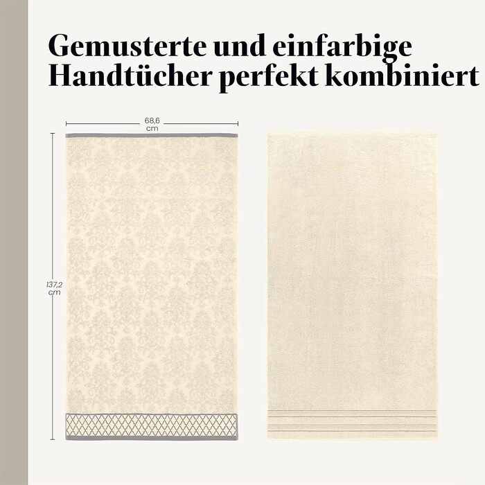 Набір рушників бавовняних Damast Jacquard з бордюром, колір слонова кістка, 8 шт. від Pacific Coast Textilien