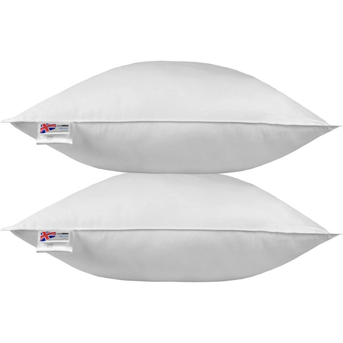 Homescapes medium-soft pillow set, 80 x 80 cm, 2-pack, goose feather and down pillow pair, Responsible Down Standard and Oeko-Tex certified, cover made of 100% cotton