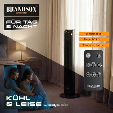 Вентилятор підлоговий Brandson ECO Design DC Motor, 12 швидкостей, пульт, тихий, коливання