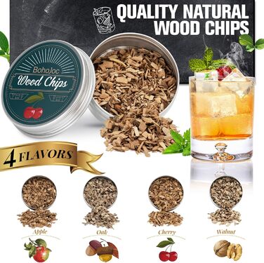 Valentine's Day gifts for him, gifts for men, dad, friend, cocktail smoking kit with flashlight, men's gifts, bourbon whiskey smoking set, men's gifts for Christmas (without butane)