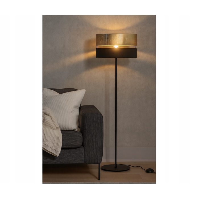 Підлогова лампа Elko-Lighting Dual E27 60 Вт, чорний та золотий