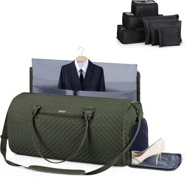 Сумка-мішок для одягу 2 в 1 для жінок, велика складана дорожня сумка Weekender з 6 органайзерами для одягу та відділенням для взуття, спортивна сумка для подорожей, ручна поклажа, чорна (3.grün, 50L)