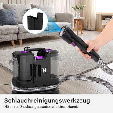 Пилосос для миття килимів та м'яких меблів з насадкою для шерсті тварин, 450W, для дому та автомобіля