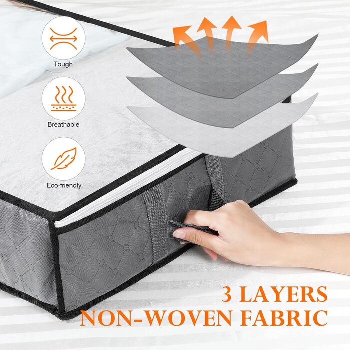 Коробки для зберігання під ліжко AiQInu (2 шт.) 100x50x18 см, складні, з вікном, для одягу, ковдр, постільної білизни