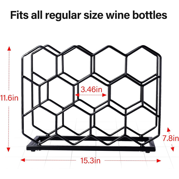 Drincarier Countertop Wine Rack, 14 Bottles, Freestanding, Modern Gold Metal, Pantry, Wine Bottle Storage (Bottles) (Black)