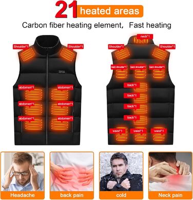 Електрична гріюча жилетка GuKKK з акумулятором 16000 mAh, 3 режими нагріву, USB зарядка, 21 зона нагріву, для катання на конях, лиж та активного відпочинку на вулиці