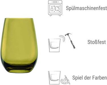 Stölzle Lausitz Water Glasses Set Elements Mediterranean Mix 465 ml to the brim / Set of 6 Water Glasses Dishwasher-safe, high break resistance / Drinking Glasses Set Crystal Glass / Juice Glasses Set
