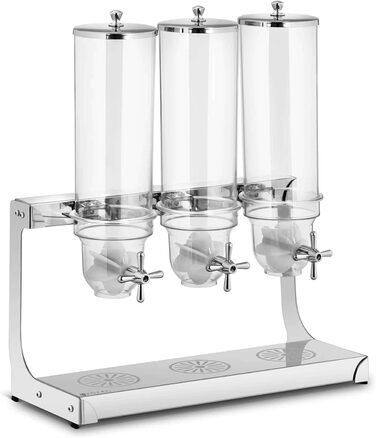 Диспенсер для мюслі Royal Catering RCCS-3.5LSS3, 3 x 3,5 л, дозатор для пластівців, зернових, 3 контейнери