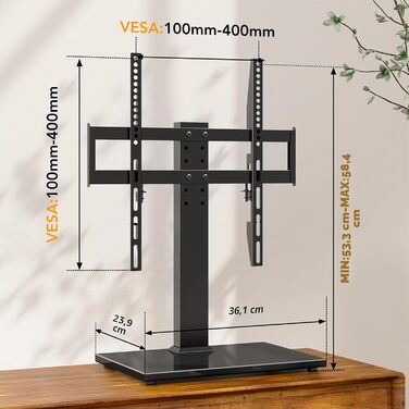 Підставка для телевізора настільна Universal 27-55 дюймів LCD LED VESA 400x400, регульована по висоті, з кабельним каналом