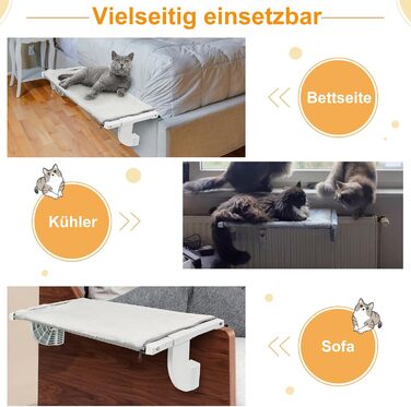 Cat Bed Balcony Window Hammock for Radiator/Heater, 67.5 * 34.5cm Window Hammock for Cats, Cat Window Bed, Window Spots, Cat Bed, Window Sill, Window Bed Spot (L)